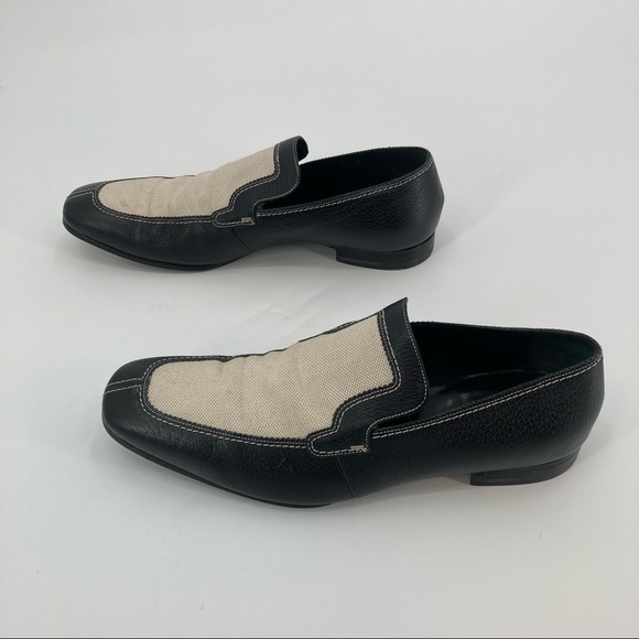 Gucci Men’s Black Leather / White Linen Loafer - Size 8D main image 11